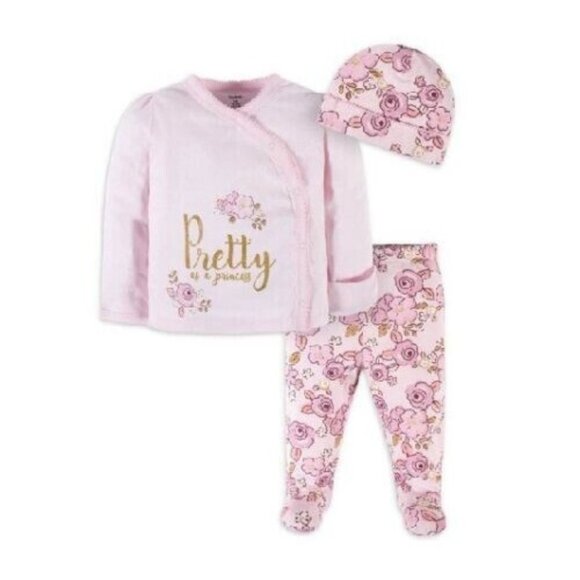Gerber Baby Girl Take-Me-Home "Pretty as a Princess" Set Pink 0-3M - Picture 1 of 7
